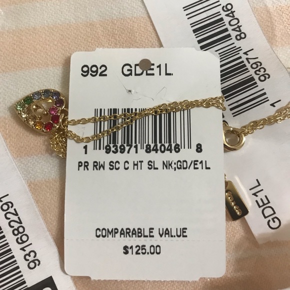 🌈 Rainbow Pave Sculpted Signature Heart Slider Necklace * Special Edition *💕 - Picture 6 of 7